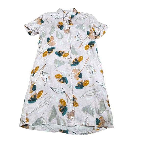 RACHEL ZOE Dress Women's XS 100% Linen Floral Pockets‎  Cottagecore Lagenlook - Picture 1 of 7